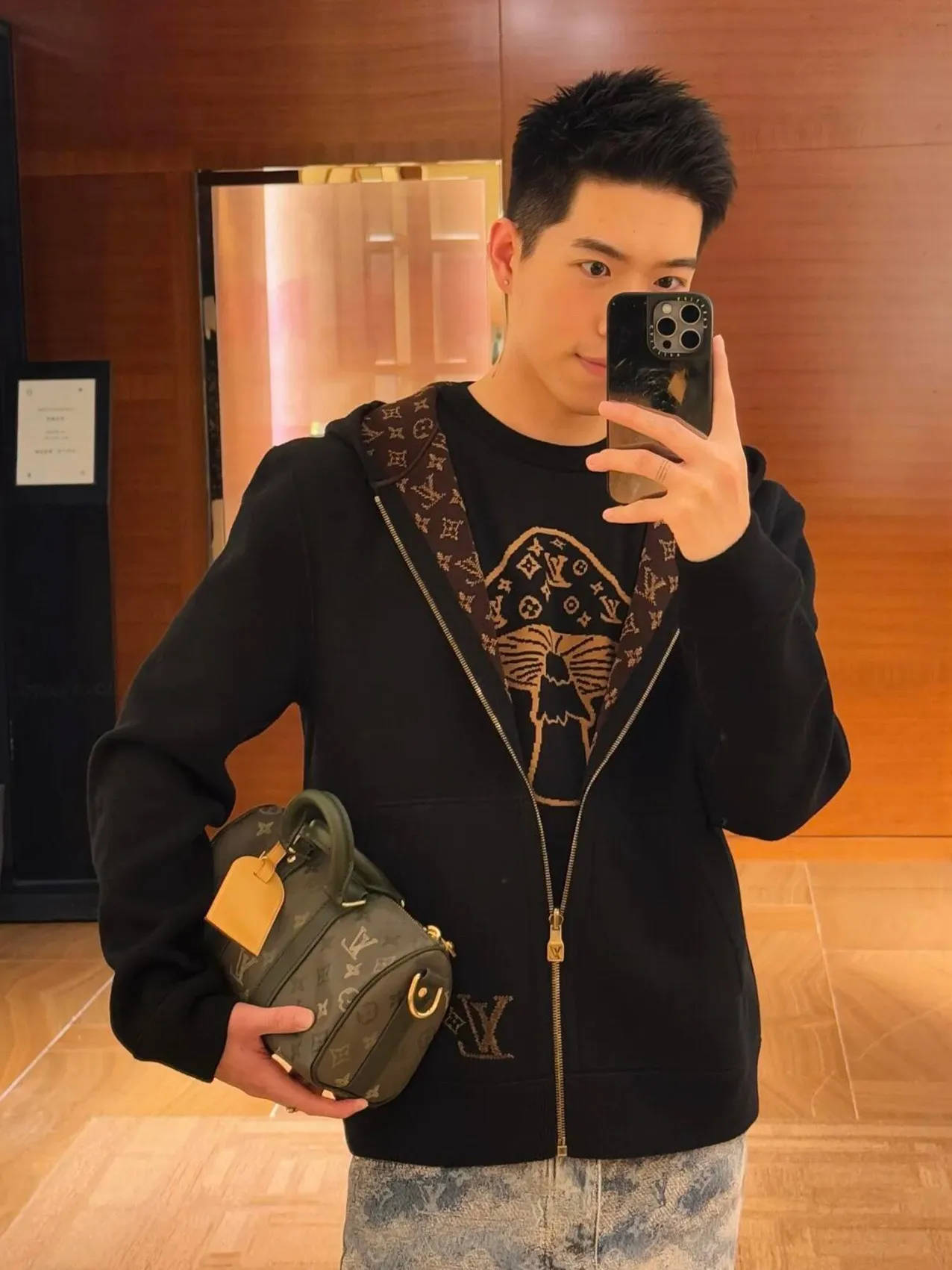 Louis Vuitton/Louis Vuitton 25Fw double-sided presbyopic hooded knitted jacket